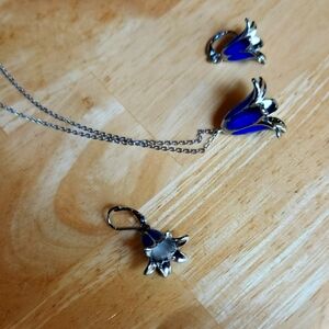 Blue Flower Sterling Silver Jewelry Set